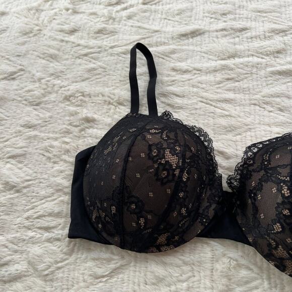 Maidenform Love the Lift Smoothing Black Lace Demi Push-up Bra 38D - Picture 3 of 6